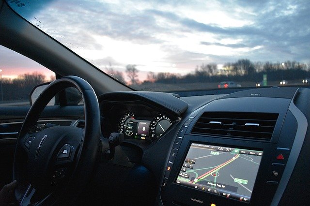 a self-driving car on the highway